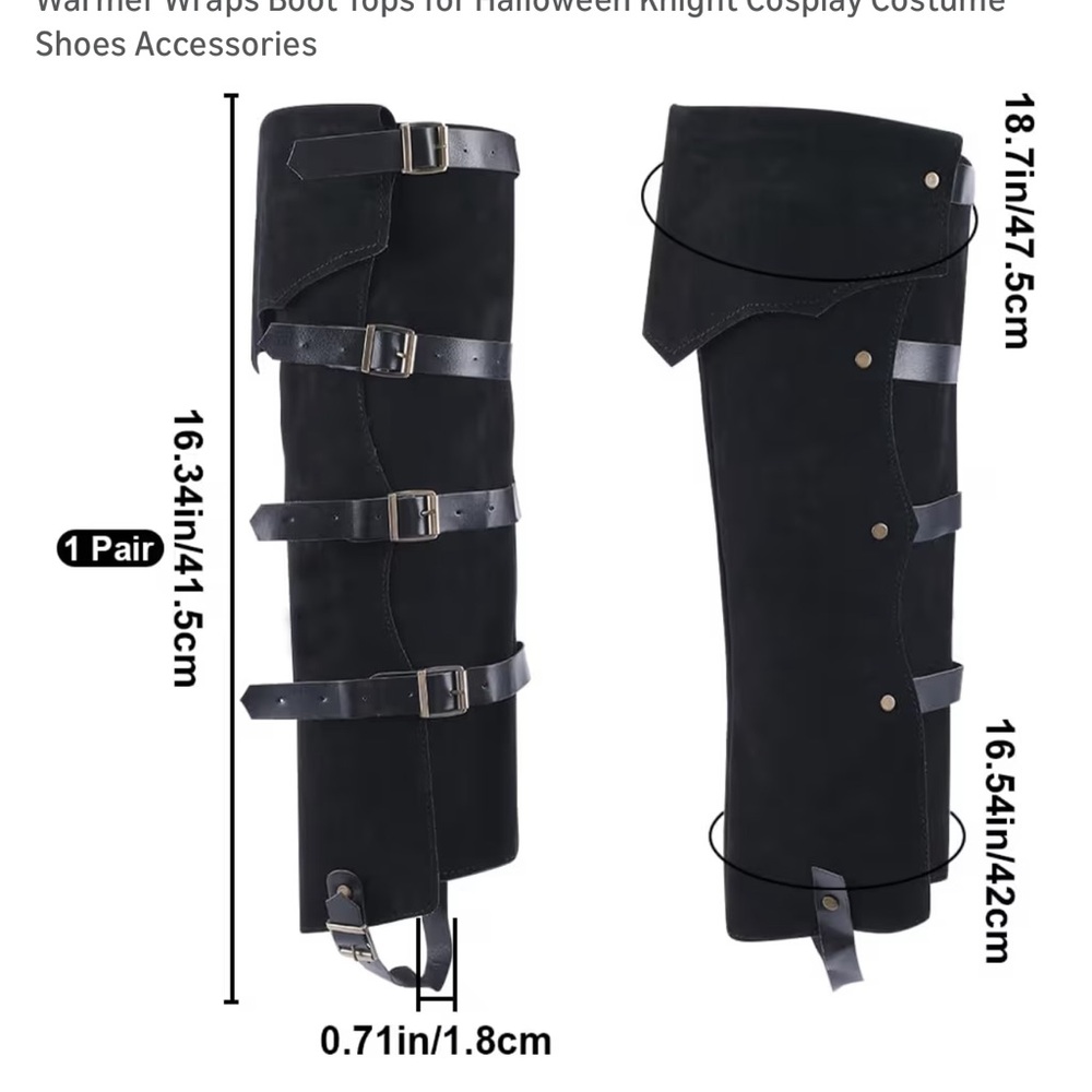 Black suede medieval boot cover - Picture 5 of 5